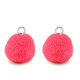 Pompom bedel met oog 10mm - Silver-hot pink